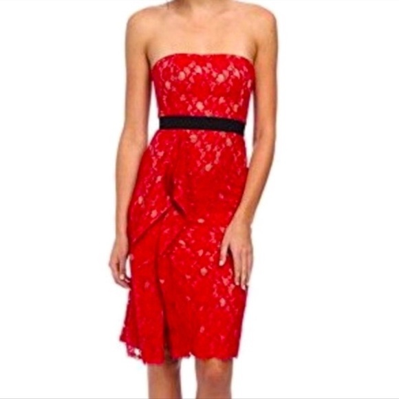 BCBGMaxAzria Alexandra Women’s Rio Red Strapless Lace Dress size 8 NWOT - Picture 3 of 15